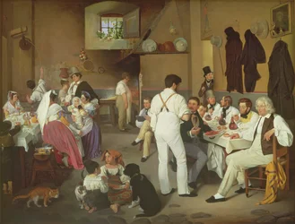 Danish artists at the Osteria la Gonsola, Rome, 1837
